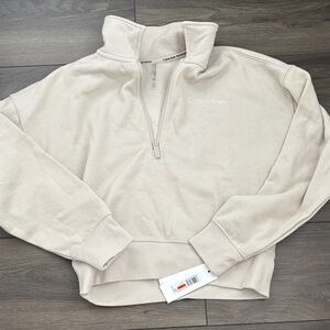 Calvin Klein Women’s Zip-Up Sweater in Cream